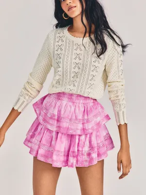 LoveShackFancy $225 Pink Ruffle Skirt Hand Dye - Size Large thumbnail 1
