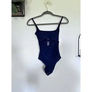 NWT Quince Navy Blue Italian Cut Out One-Piece Swimsuit XS thumbnail 3