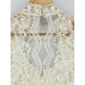 Vintage‎ Scott McClintock Ivory Cream Lace Pleated Dress Evening Gown Size 14 thumbnail 7