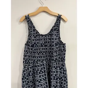 Universal Thread Navy Blue‎ Floral White Smocked Cotton Midi Dress Size Large thumbnail 4