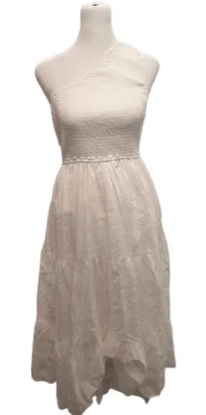Billy J One Shoulder Ruched Maxi Dress White Size 12 thumbnail 1