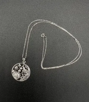Elements Celestial Sterling Silver Pendant On Sterling Silver Cable Chain thumbnail 1