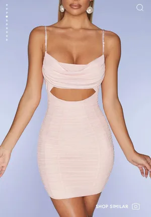 Oh Polly MONTPELLIER Embellished Strap Mini Dress in Blush thumbnail 2