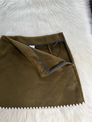 Commense Green Felt Mini Skirt with White Trim Size XS thumbnail 3