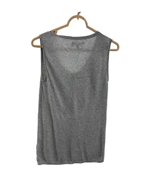 Tex by Max Azria Sleeveless Gray Henley Tank Top S cotton modal neutral layering thumbnail 2