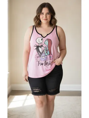 Disney The Nightmare Before Christmas Jack & Sally Graphic Tank Top 3X (22W-24W) thumbnail 5