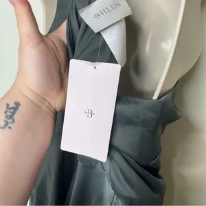 BHLDN Dylan One-Shoulder Satin Side-Slit Gown Green sz 8 thumbnail 10
