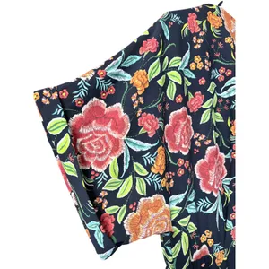 Zara Black Floral Print Boho Crossover Midi Dress Wrap Style Size XS thumbnail 11
