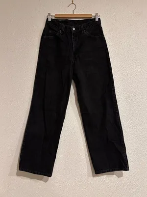 vintage levi’s 965 90s straight wide leg black cotton denim jean USA thumbnail 1