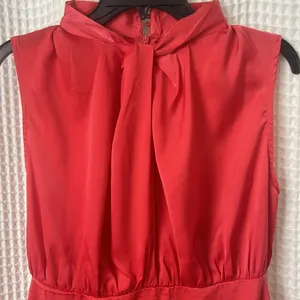 NWT She + Sky Sleeveless Satin Silk Dress with Twist Front High Neck Band Detail thumbnail 2