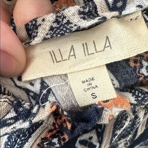 ILLA ILLA Women Crop Top Boho Off Shoulder Geometric Print Navy Orange Small thumbnail 3