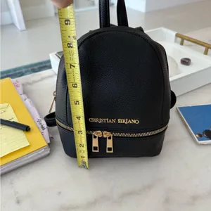 Christian Siriano NWT Mini Backpack – Black Faux Leather Gold Hardware thumbnail 2