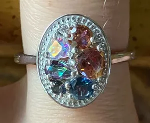 Multicolor Mystic Topaz Sterling Silver Ring Size 9.25 Blue thumbnail 1