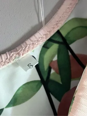 CUPSHE Reversible Ribbed Bikini Set Size S Peach & Leaf Print thumbnail 14