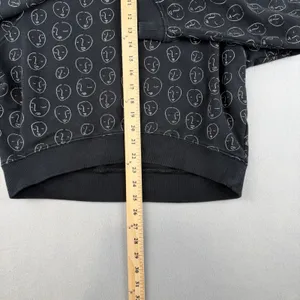 Monki Black Face Print Mock Neck Sweatshirt XXS Line Art Graphic Pullover thumbnail 3
