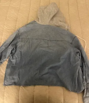 American Eagle Soft Jean Jacket With Gray Hood thumbnail 2