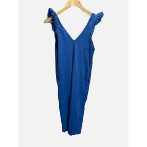 Free People Midi Dress Once Upon a Sea XS Blue Ruffle Strap V-Neck FP Beach Boho thumbnail 4