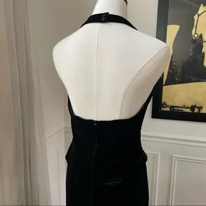 Scott McClintock 2000 Millennium Black Velvet Column Halter Dress 10 thumbnail 4