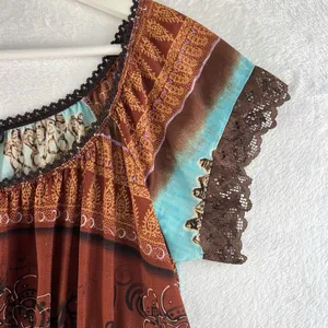 Vintage Y2K 2000's Agenda Small S Top Babydoll Lace Woodland‎ Forrest Goblincore thumbnail 3