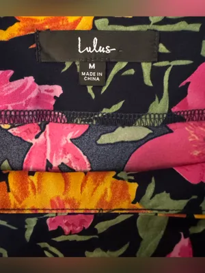 Lulus Playful Elegance Navy and Pink Floral Print High-Rise Midi Skirt Medium thumbnail 6