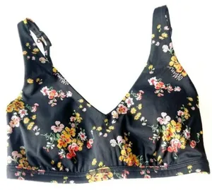 Aerie NWT Offline Goals Plunge Floral Sports Bra Black Size Medium M NEW thumbnail 2