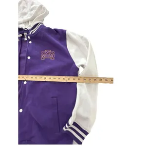 SA Hoodie Varsity Letterman Jacket XL Fleece Snap Bomber Purple Unisex‎ #UV9-1 thumbnail 10