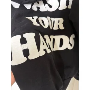 Talentless Womens Please Wash Your Hands Hoodie Black Graphic Sweatshirt Small thumbnail 8