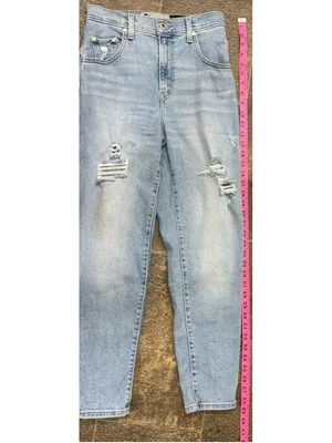 Levi’s SilverTab Mom Jeans Women’s W26 L27 Light Wash Distressed‎ High Rise thumbnail 14