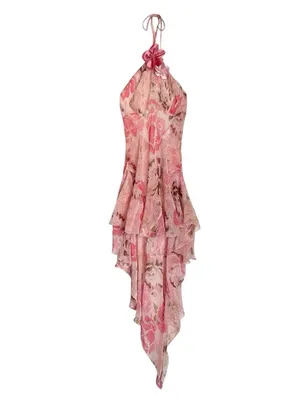 Victoria's Secret Vintage Pink Floral Halter High-Low Dress thumbnail 2