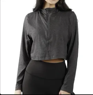 90 Degrees by Reflex NWT XXL Half Zip Pullover Charcoal Crop Hoodie Women’s Athletic thumbnail 2
