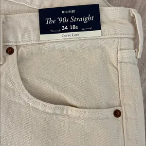 New Abercrombie Curve Love The 90s Straight Mid Rise Jeans Women’s Size 18 Short thumbnail 3