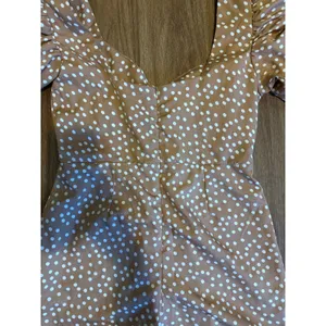 Brown Polka Dot Puff Sleeve Sweetheart Romper Womens Sz 8 cottagecore boho‎ thumbnail 5