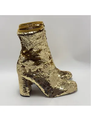 Steve Madden Georgia Gold Sequin Side Zip Ankle Boots Size 6 thumbnail 2