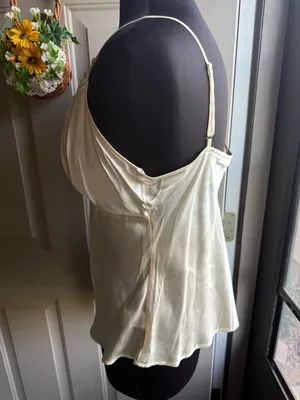 Vintage Y2K Halston Jeans jeweled scalloped silk bustier tank, size XL thumbnail 7