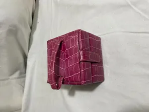 Pink Faux Croc Travel Jewelry Box Case Organizer Ring Holder Mirror Compact thumbnail 3