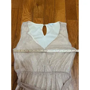 Baltic Born Sparkle Gown Champagne Gold Metallic Shimmer Maxi Dress Sz M thumbnail 7