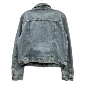 Free People Women's‎ Rumors Seamed Light Wash Denim Classic Jacket Grunge Size L thumbnail 2