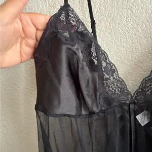 🆕 Satin Sheer Mesh Babydoll Lingerie Panty Set L🆕 thumbnail 11