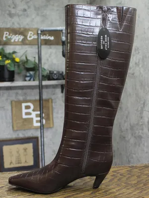 NWT INC International Concepts Knee High Boots Kitten Heel Brown Croc 6M thumbnail 8