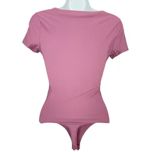 Abercrombie & Fitch Bodysuit Top Seamless XS Mauve Short Sleeves Square Neck thumbnail 2