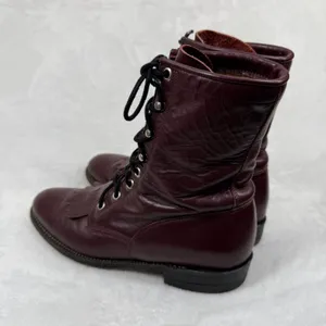 Justin L510 Burgundy Leather Lace Up Roper Boots Kiltie Fringe USA Made‎ 7B thumbnail 7