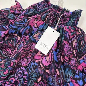 Misa Los Angeles Dress Size Large Sheer Smocked Mini Purple New With Tags thumbnail 6