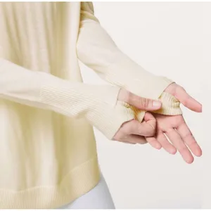 Lululemon Cashlux‎ Still At Ease Cream Open Tulip Back Long Sleeve Knit Sweater thumbnail 13