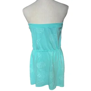 Dotti Turquoise Strapless Seashell Terry Cloth Dress Cover-Up resort wear L thumbnail 6