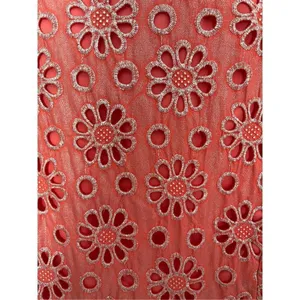 Anthropologie Maeve Coralshine Metallic Eyelet Floral A-Line Sleeveless Dress‎ thumbnail 4