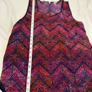 Japna Sleeveless Women Sz: L Chiffon Zigzag Colorful Tank Blouse Top. Zip Back. thumbnail 4