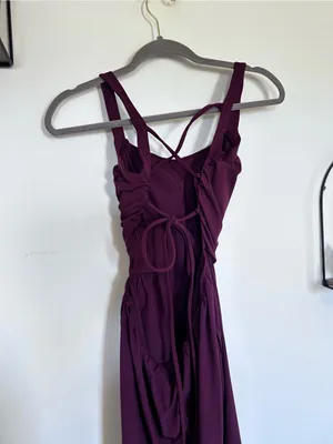 Halara Burgundy Sleeveless Crisscross Open Back Jumpsuit Size Small thumbnail 4