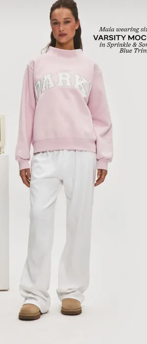 Parke Varsity Mockneck Nostalgia Pink and Blue embroidered! thumbnail 1