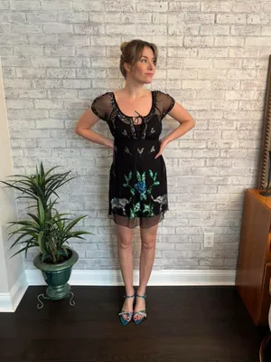 Free People Sheer and Sequin Mini Dress thumbnail 3