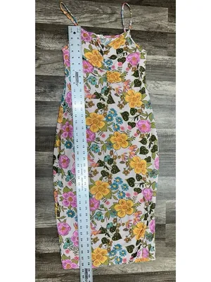 Vtg Floral Slip Dress XS Y2K Retro 70s Inspired Boho Festival Midi Hippie Garden thumbnail 4